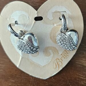 Brighton Silver Heart Pavé Charm Earrings